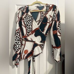 SHEIN Multicolor Wrap Blouse